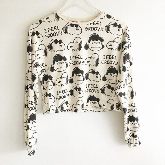 Zara Girls 13/14 Top Peanuts Joe Cool Snoopy Lucy I Feel Groovy Long Sleeve - Picture 1 of 7